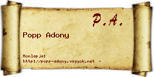Popp Adony névjegykártya
